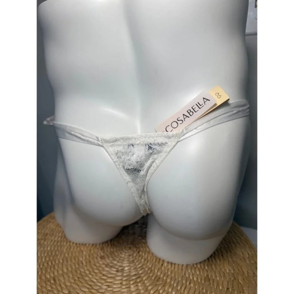 Cosabella Men's Italian Tie Thong Moon Ivory Never Say Never Lace Underwear L